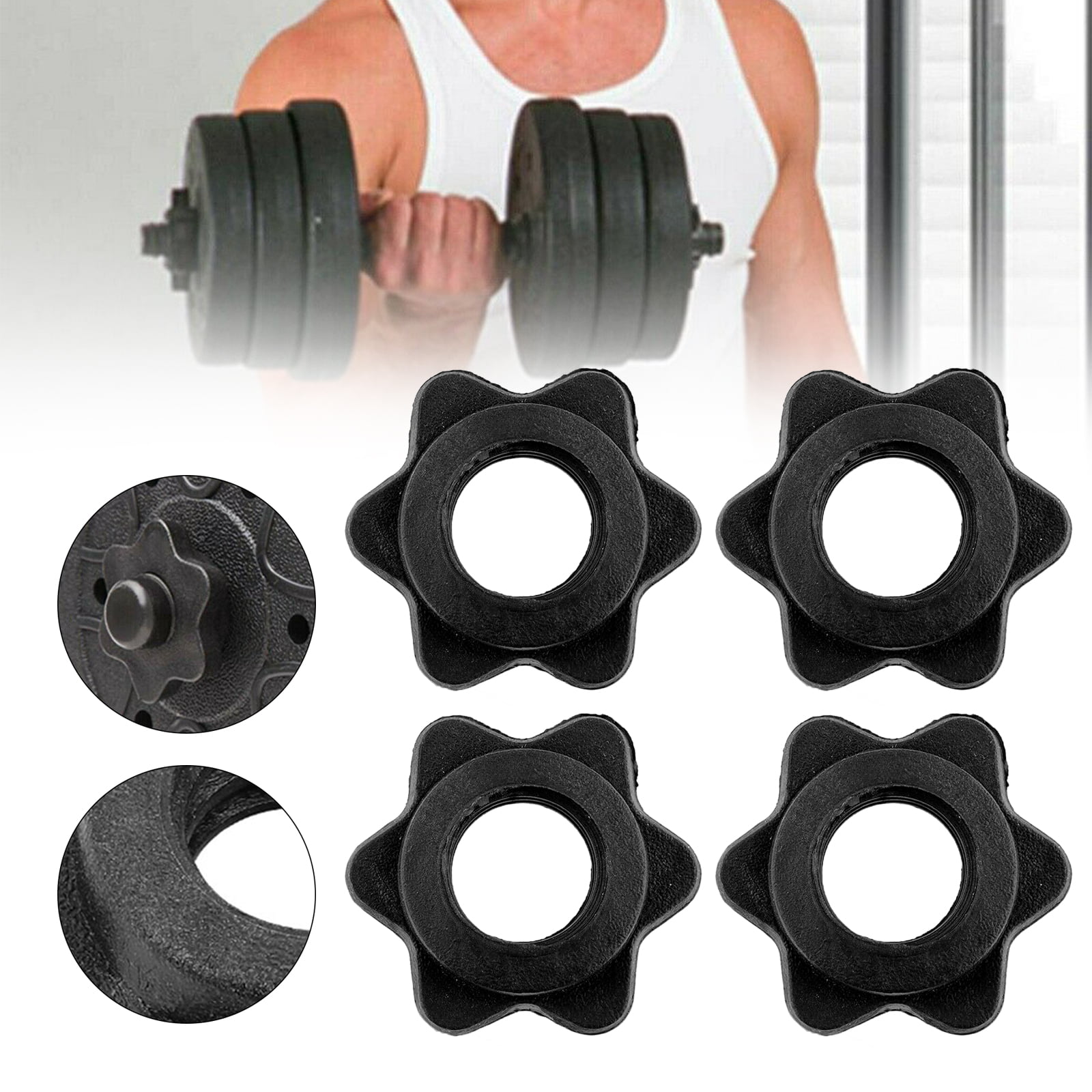 4pack Standard 1'' Dumbbell Spin Lock Barbell Lifting Weight Bar Collar Clip Nut 
