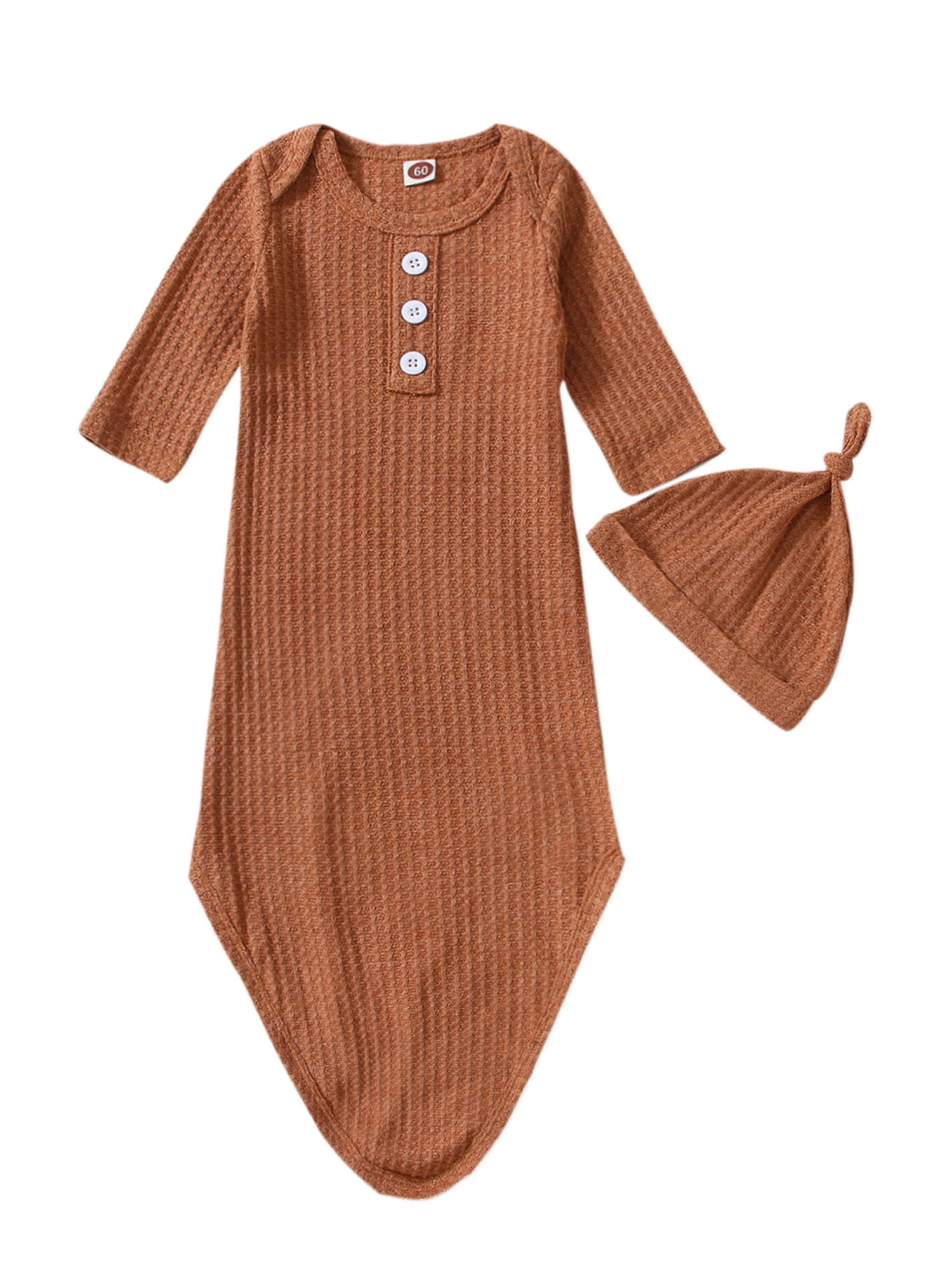 Kiapeise Baby Girl Boy Coming Home Knotted Gown Unisex Newborn Infant