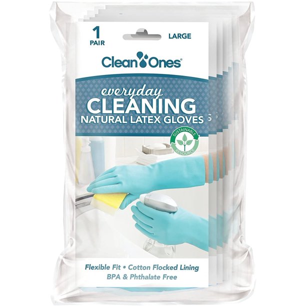 Clean Ones Everyday Cleaning Latex Gloves 6 Pair (Large)