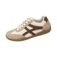 thumbnail image 2 of HTHLVMD Retro Stripe Sneakers for Women, Lace-Up Low-Top Casual Shoes, Women's Retro Two-Tone Low-Top Lace-Up Sneakers, Slip-On Suede Non-Slip Fashionable Casual Walking Shoes, Khaki 7.5, 2 of 5