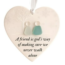 KOYPTL 8 Pcs Best Friend Gift Heart-Shaped Sea Glass Pendant for Christmas Tree,Handcrafted Eternal Friendship Christmas Hanging Ornaments Birthday Gift for Women Men Christmas Stocking Stuffers