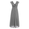 thumbnail image 2 of inhzoy Kids Girls Chiffon Flower Party Dress V Neck Junior Bridesmaid Ball Gown Gray 14, 2 of 5