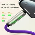 thumbnail image 5 of 4 in 1 USB Charging Cable, 240w 4-in-1 USB C Cable, 4 in 1 USB 240w Cable, Multi Charger Cable with Breathing Light, 5a Multi Fast Charging & Data Sync Silicone Compatible (Gray), 5 of 7