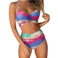 thumbnail image 1 of Women Criss Cross Tankini Two Piece Bathing Suits High Waisted Adjustable Sexy Spaghetti Strap Wrap Bikini Tummy Control Floral Print Beach Swimsuits, Rainbow M, 1 of 7