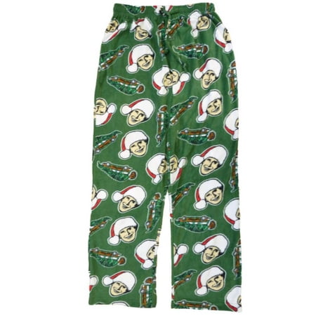 National Lampoon's Christmas Vacation Mens Green Fleece Sleep Pant Pajama Bottom