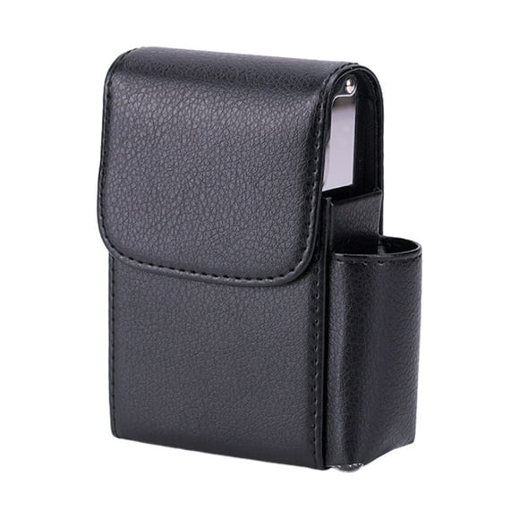Inteprter Caja de cigarrillos multiusos con PU para tarjetas de visita, hecha con estuche para tarjetas de visita de PU, buenos regalos Almacenamiento y organización del hogar lichi negro