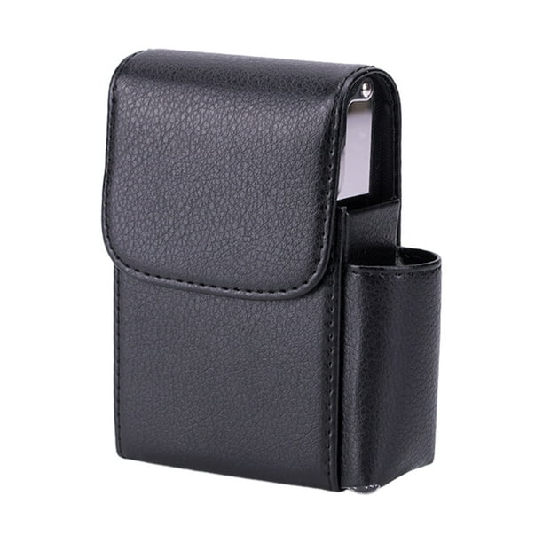 Inteprter Caja de cigarrillos multiusos con PU para tarjetas de visita, hecha con estuche para tarjetas de visita de PU, buenos regalos Almacenamiento y organización del hogar lichi negro