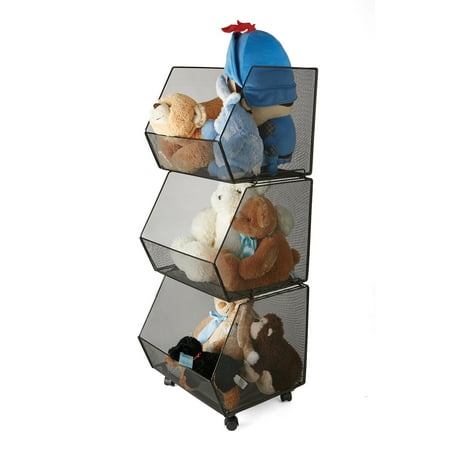 storage rolling bins mesh metal tier stacking reader mind walmart