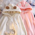 thumbnail image 2 of Sudadera con capucha y orejas de oso Kawaii de Harajuku, sudaderas lisas de manga larga con capucha, prendas de vestir casuales gruesas de terciopelo, ropa de chicas Kawaii, 2 of 5