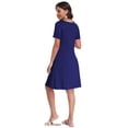 thumbnail image 4 of Asklazy Women's Midi Dress Short Sleeve Casual Floral T Shirt Dresses with Pockets,Mother's Day ,Royal Blue,M, 4 of 9