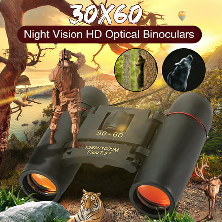 30x60 Day Night Vision Binoculars Mini Pocket Binoculars Folding Multi-Coated Waterproof Small Telescope with Bag for kids Adults Outdoor Travel
