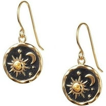 Nvzi-c Sun Moon Dangle Earrings Round Pendant Drop Earring Bohemian Hook Earring Statement Earrings for Women （Gold）