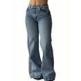 thumbnail image 2 of EMMIOL Women's High Waist Slim Fit Flare Jeans Y2K 90s Bell Bottoms Vintage Washed Denim for Casual,Streetwear, 2 of 7