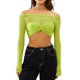 thumbnail image 1 of Sexy Casual Tops A Tipo Jersey transparente Camiseta con hombros descubiertos Top (Verde M) FLhrweasw Para estrenar, 1 of 9