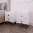 thumbnail image 3 of Boahaus Granada Modern White Nightstand, Compact Bedside Table with Solid Wood Legs, Curved Edges & Tray-Style Top, for Bedroom, 3 of 7