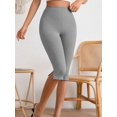 thumbnail image 3 of Women's Plus Size Solid Split Hem Capri Leggings, 3 of 10