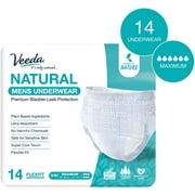 Veeda Natural Premium Incontinence Underwear for Men, for Bladder Leakage Protection, Maximum Absorbency, Small/Medium Size, 14 Count