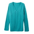 thumbnail image 4 of Gyexs V Neck Sweaters for Women Casual Long Sleeve Crewneck Pullover Tops Knit Loose Thin Fall Winter Sweater Blouse Womens Fall Clothes, Sky Blue, Size XXXL, 4 of 4