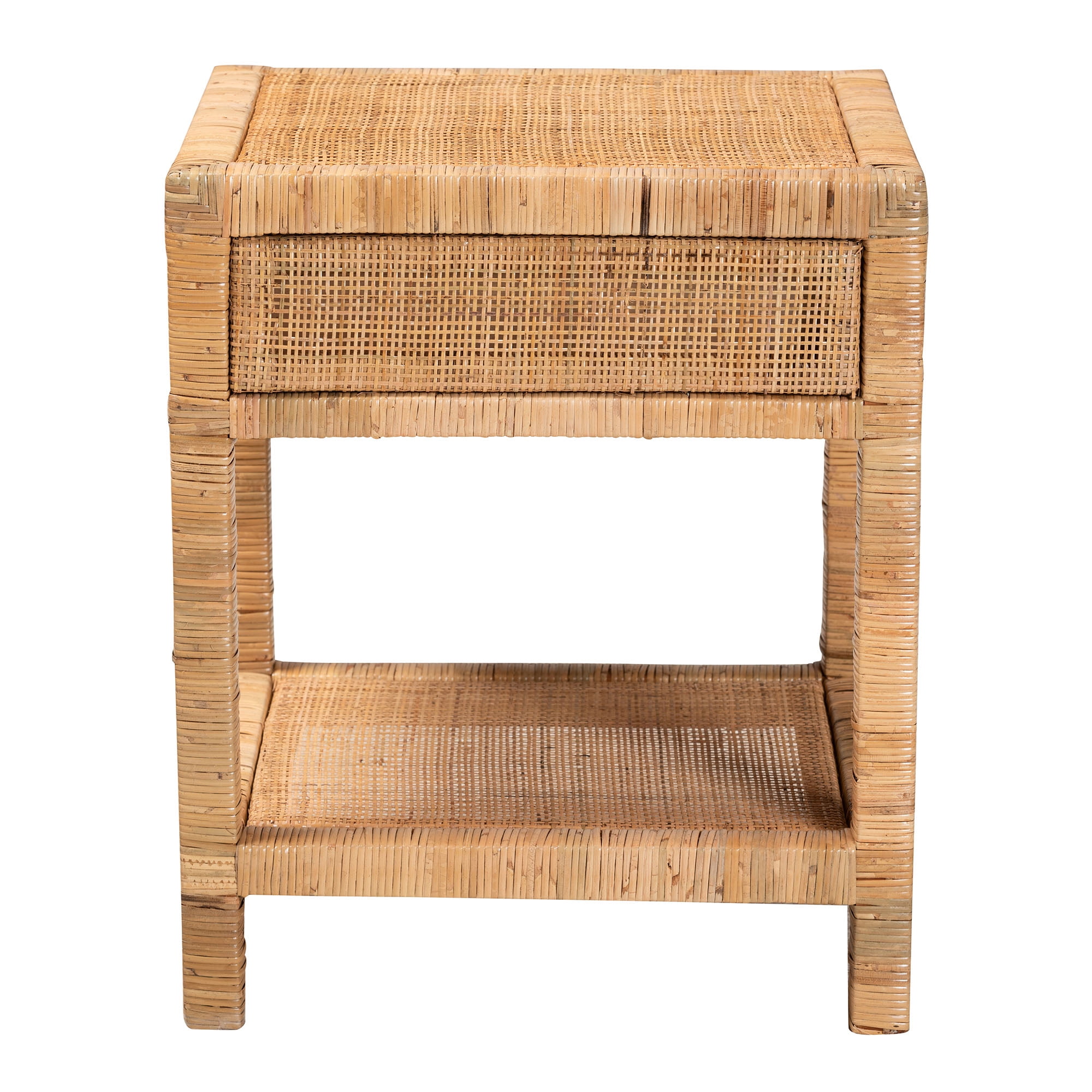 bali & pari Adelia Rattan BOHO Nightstand, 1-Drawer, Natural Brown