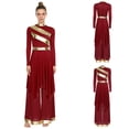 thumbnail image 3 of Aislor Women Liturgical Praise Dance Outfits Long Sleeve Worship Tunic Dress with Wide Leg Pants Burgundy XXL, 3 of 7