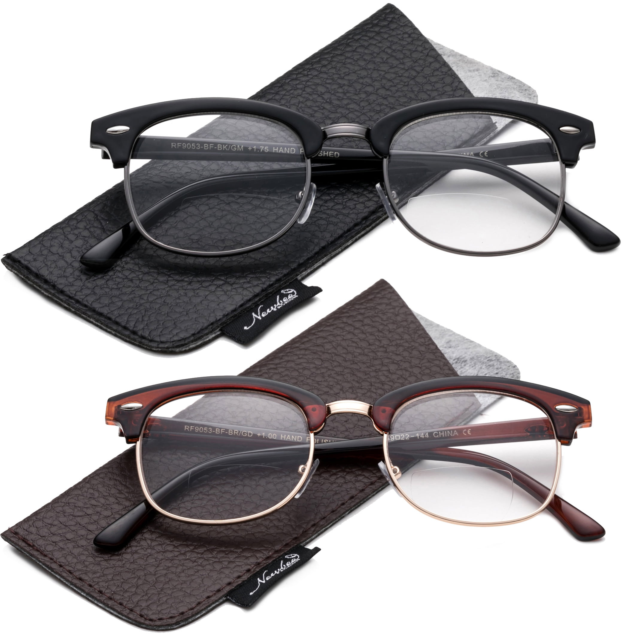 2 Packs Bifocal Reading Glasses Half Frame Vintage Retro Stylish And 