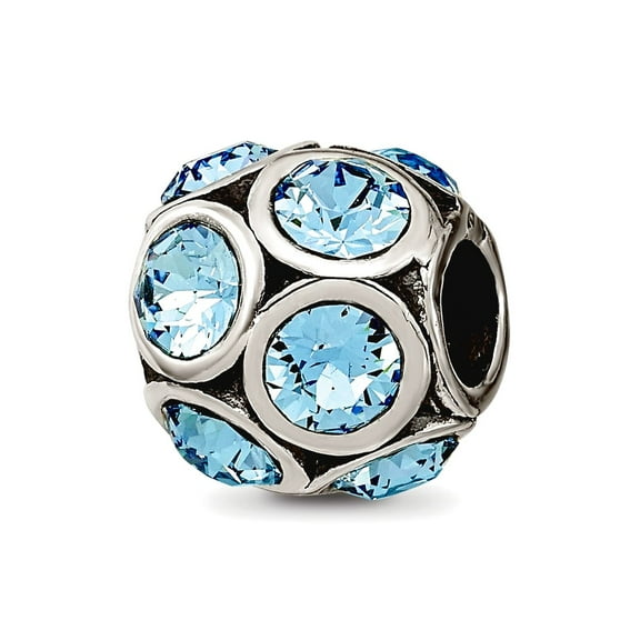 925 Sterling Silver Polished Oxidized Reflections March Crystal Bead Charm 10.91x9.09mm Wide Pendant Necklace for Women