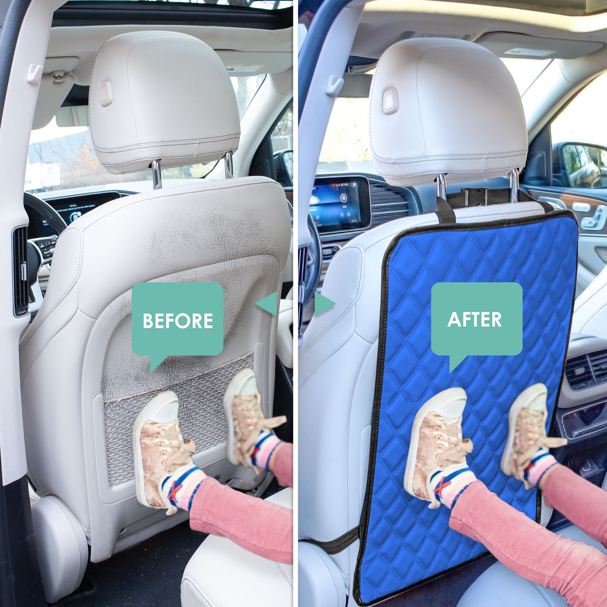 2 Protège-Sièges Arrière De Voiture – Organiseur Avec Poches, Imperméable, Lavable, 67x43,6 Cm
