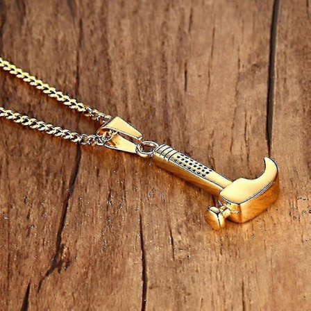 Stainless Steel Gold Hammer Pendant Necklace Men S Repairman Jewelry Gift Necklaces Jewelry For Men Women