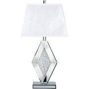 FEIRO Prunella 30" Glam Crystal Bead Mirrored Glass Table Lamp, Silver