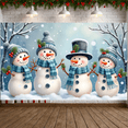 thumbnail image 6 of Snowman Design Snowman Banner Plaid Scarf Winter Display Pine Branch Red Berries Christmas Backdrop for Christmas Party Home Decoration Holiday Gathering, 6 of 9
