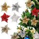 thumbnail image 2 of Flores artificiales de Navidad con lentejuelas brillantes de 26 cm, adorno colgante para árbol de Navidad, corona de bricolaje, decoración para bodas, fiestas de Año Nuevo y el hogar, 2 of 5