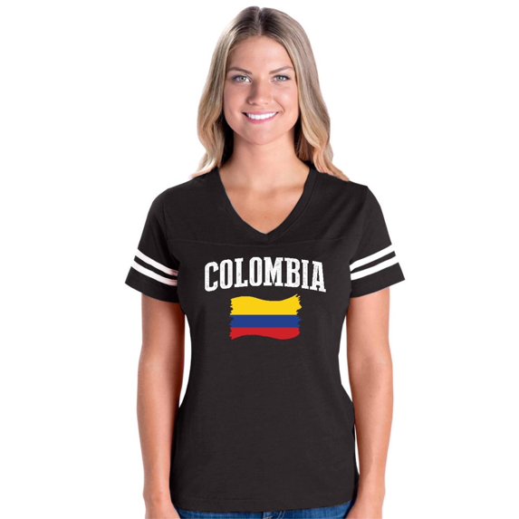 Womens Colombia Football V-Neck T-Shirt