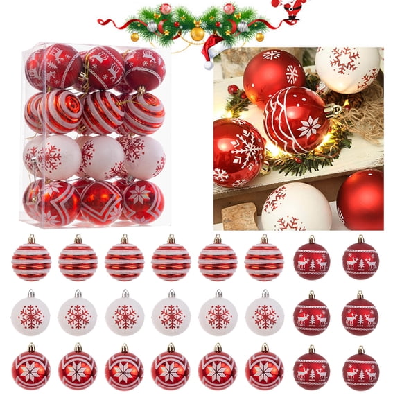 Clearance!Ymkly Christmas Tree Decorations,Christmas Decorations,EAGLEGIFTS 24pcs 6CM Christmas Party Tree Ornaments Decorative Pendant Bauble For Home Christmas Ornament Gift,Christmas Lights Outdoor