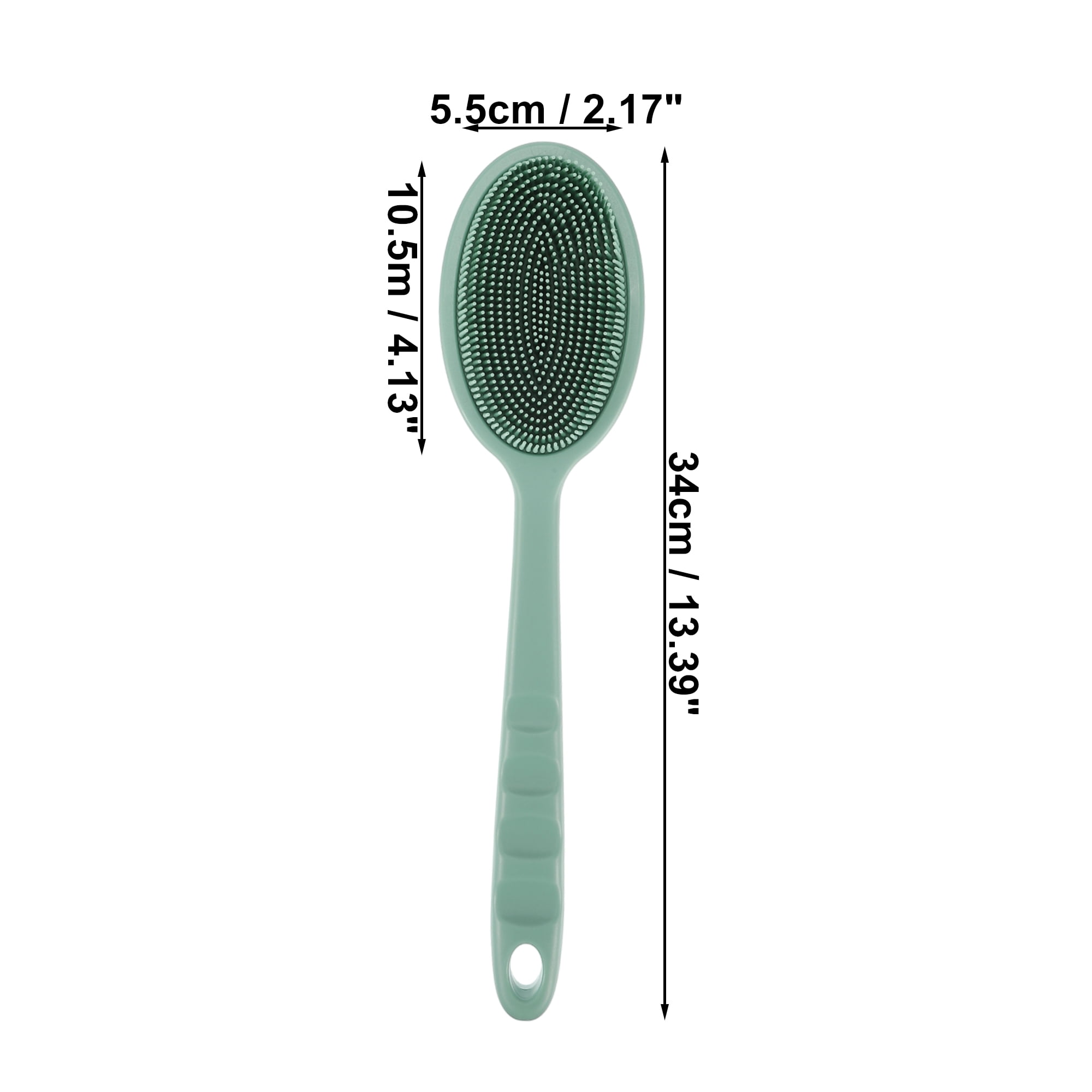 Unique Bargains 1pc Long Handle Bath Brush for Shower 13.39" Length Green