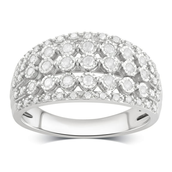 Arista 1/2 Carat T.W Diamond Illusion Broad Band Anniversary Ring in Sterling Silver (I-J, I2-I3)
