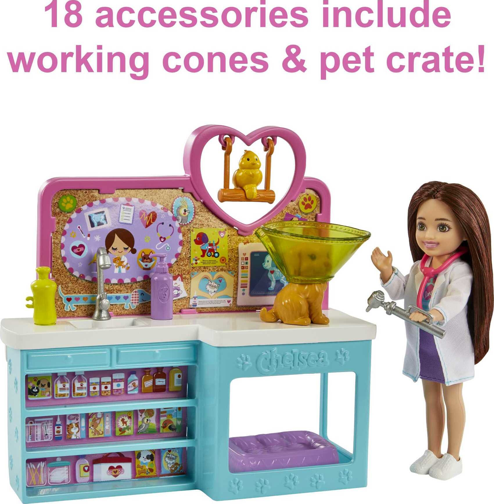 Barbie Doll Chelsea Pet Vet Playset with Doll, 4 Animals and 18 Pieces - image 6 of 7