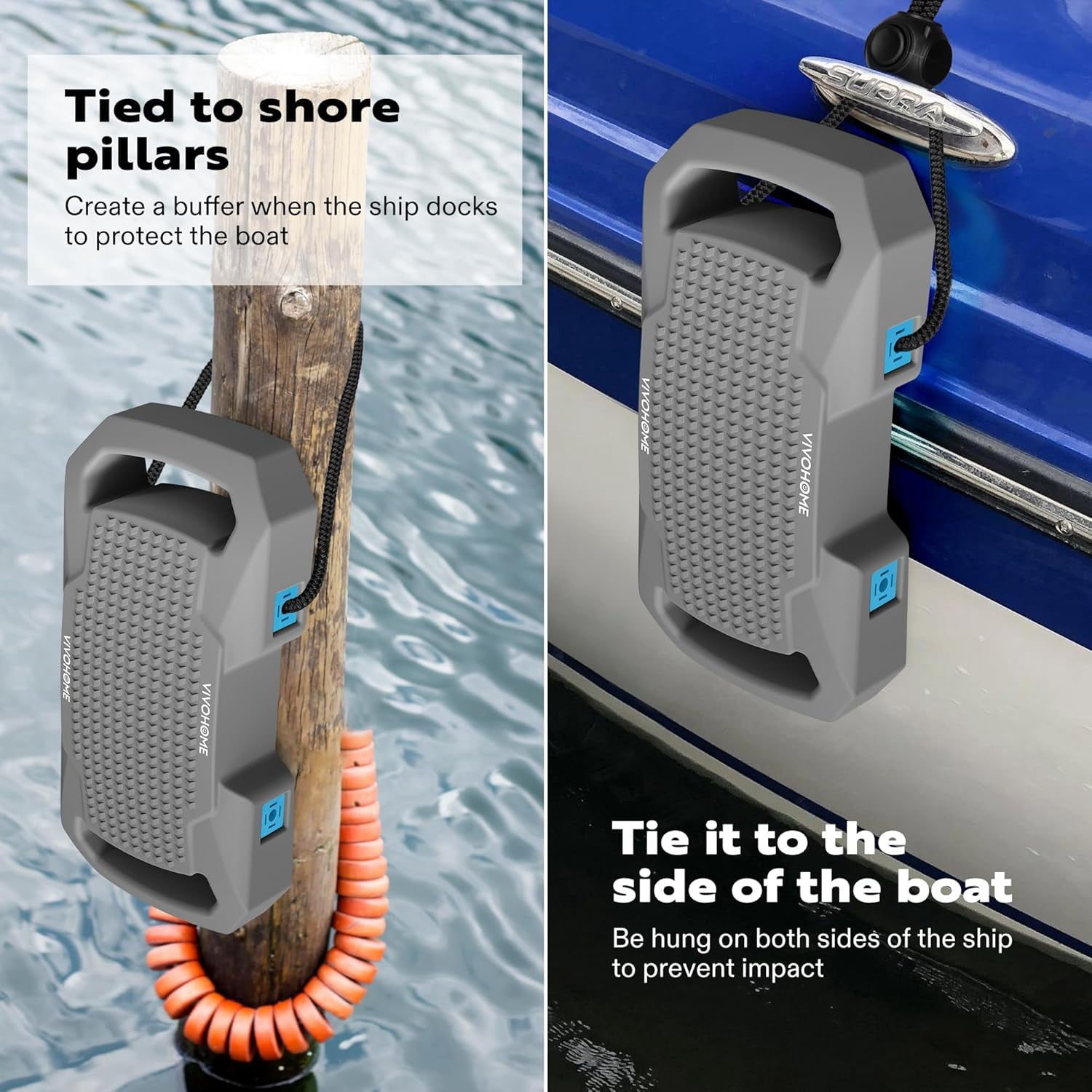 SPECSTAR EVA Boat Fenders for Docking, Boat Bumpers with Nylon Rope, and Fixed Lock Fit for Yachts, Sailing Dinghies, Bass Boats