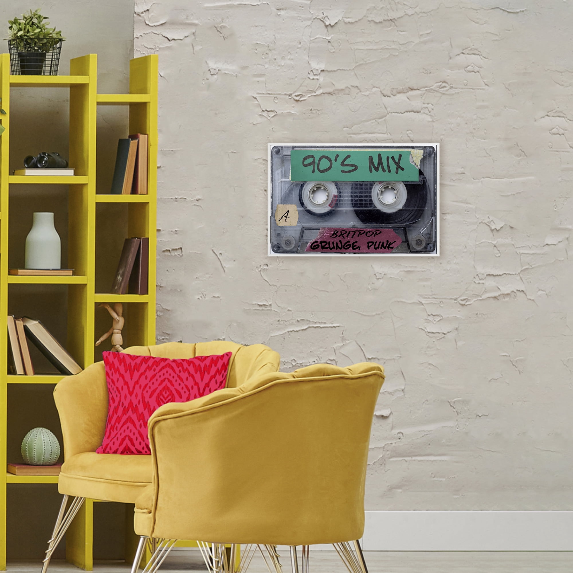 Stupell Industries Retro 90s Mix Cassette White Framed Giclee Art, design by Annabelle Hall