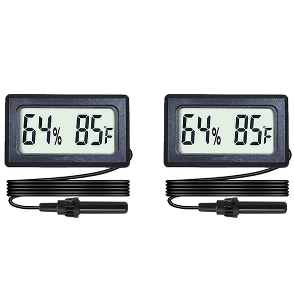 Mini Digital Hygrometer Thermometer Gauge External Probe LCD Display Temperature Fahrenheit 2 Pack