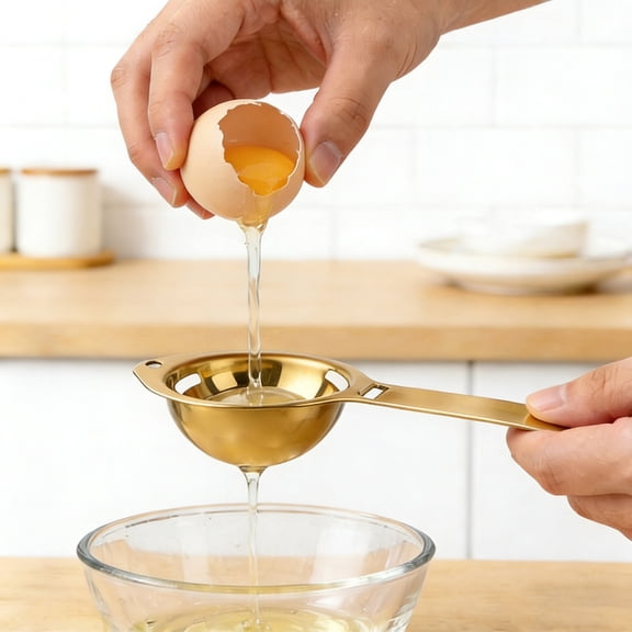 Stainless Steel Egg Separator Yolk&Egg White Strainer â Kitchen Tool For Baking,Cooking&Recipe Preparation(Gold-8X7Cm)