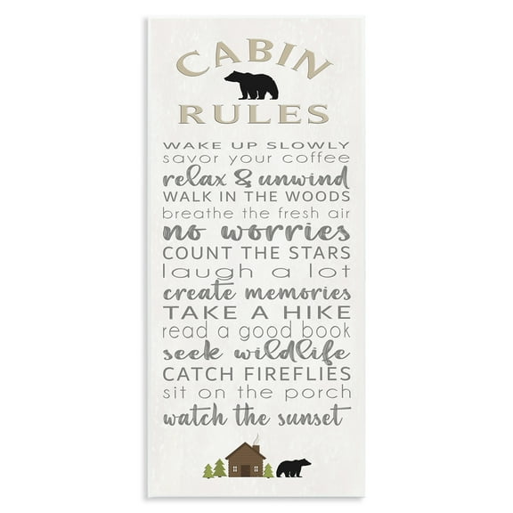 Stupell Industries Fun Adventure Cabin Rules Signs and Rules Painting Unframed Art Print Wall Art, 7 x 17