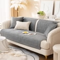 thumbnail image 3 of Nvzi Velvet Plush Non Slip Geometric Quilted Sectional Couch Covers for Kids, Pets-35.4*47.2inch,Grey, 3 of 5