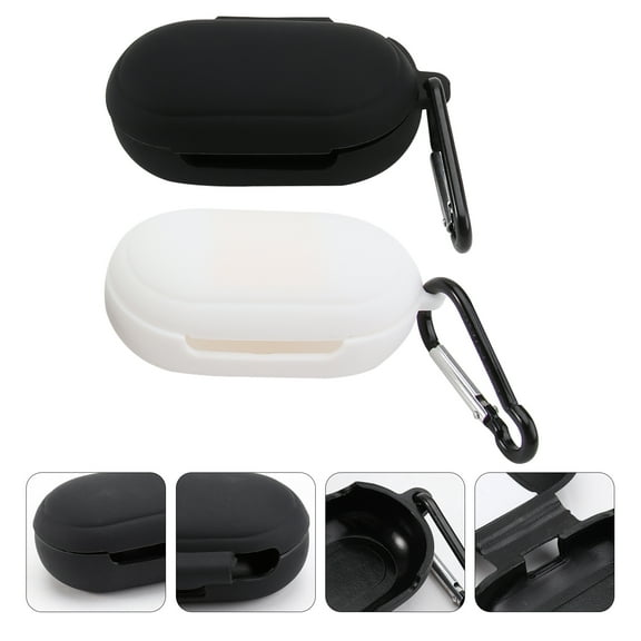 Compatible Buds Plus Case Wireless Earphone Cover Silicone Full Skin with Keychain for Wireless Earphone ( 2pcs, Black  White )