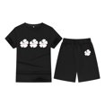 thumbnail image 4 of Hiijoy Toddler Girls Summer Outfits Flower Print Short Sleeve T-Shirt Shorts Set, Sizes 2-3T, 4 of 4