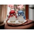 thumbnail image 2 of Ceramic Owl Salt and Pepper Shakers Blue Red 2x1.625x3in, 2 of 3