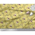 thumbnail image 3 of Soimoi Yellow Poly Georgette Fabric Floral & Cow Skull Head Damask Printed Fabric 1 Yard 42 Inch Wide, 3 of 3
