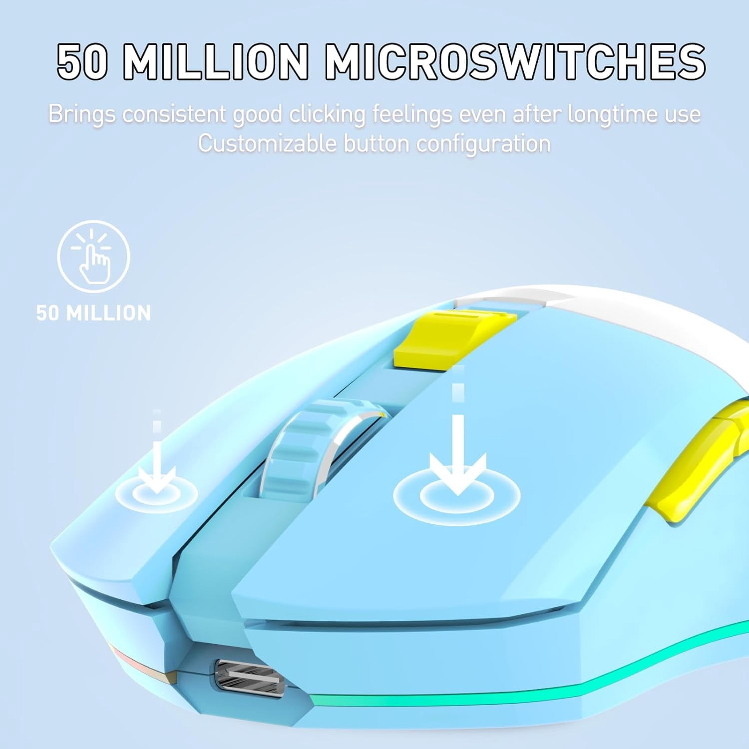 DAREU Dream Purple Wireless Gaming Mouse with Charging Dock Rechargeable RGB,12K DPI,7 Programmable Buttons High-Precision Sensor [300IPS] [1000Hz] for PC Notebook Mac