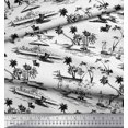 thumbnail image 2 of Soimoi Poly Georgette Fabric Chair,Palm Tree & Yacht Beach Fabric Prints by Yard 52 Inch Wide, 2 of 3