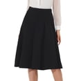 thumbnail image 1 of Falda acampanada Allegra K de cintura alta para mujer debajo de la rodilla Negro XL, 1 of 4