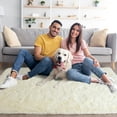 thumbnail image 3 of Junovo Super Soft Fluffy Area Rugs Modern Shag Rug for Bedroom Living Room,Cute Carpets for Kids Nursery Girls Home Dorm,4'x6',Cream White, 3 of 7